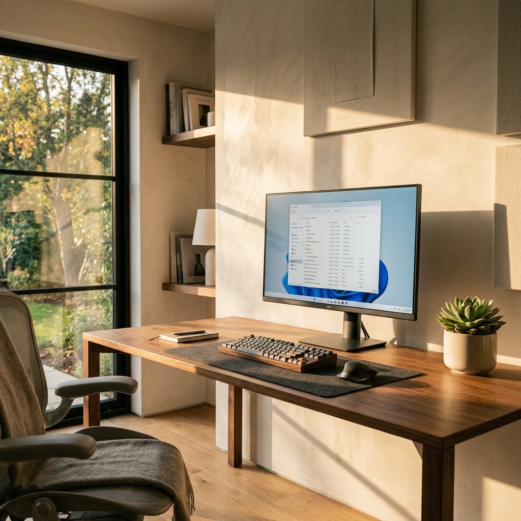 High-end professional workstation with color-calibrated monitor showing file metadata